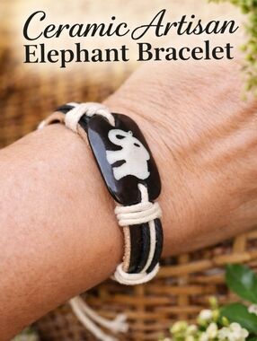 Ceramic Artisan elephant bracelet‎